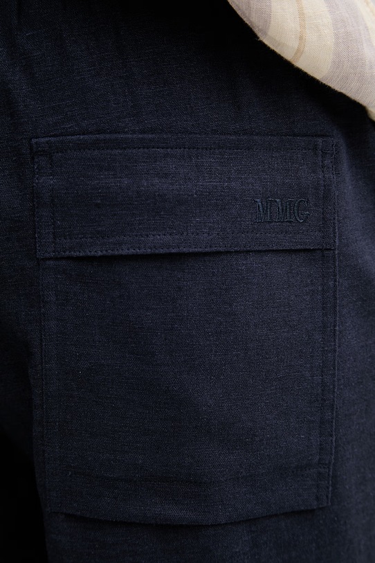 Mos Mosh spodnie męskie z lnem Mavi granatowy 510200