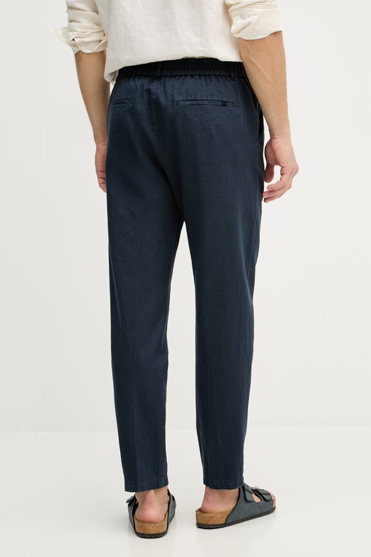 Ρούχα Mos Mosh Παντελόνι ανδρικό με λινό Baldo 510150 σκούρο μπλε