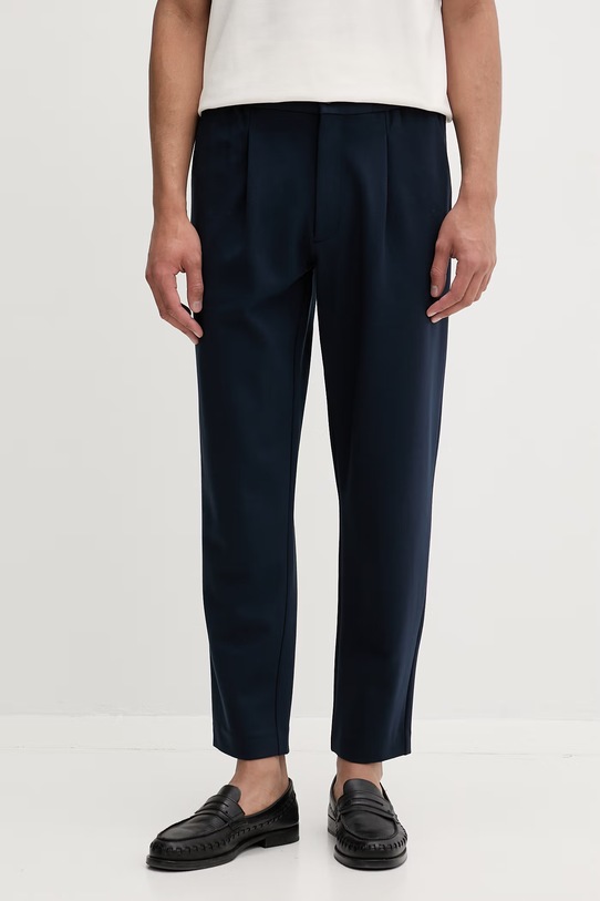 Calvin Klein nohavice pánske s viskózou tmavomodrá LV04LF607G