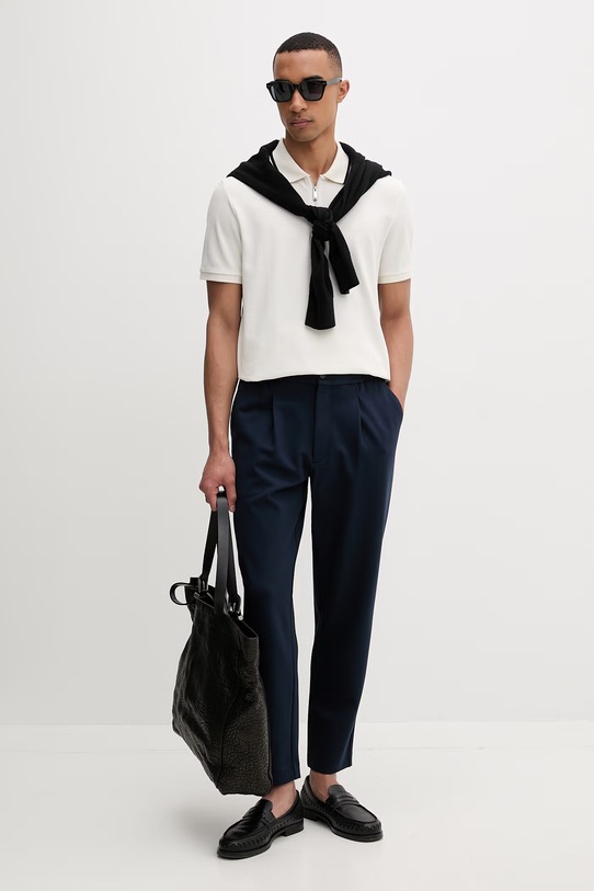 Calvin Klein nohavice pánske s viskózou LV04LF607G tmavomodrá SS26