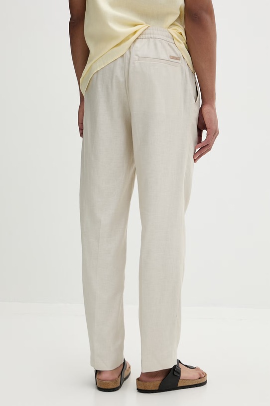 Abbigliamento Calvin Klein pantaloni straight da uomo con lino LV04LF619G beige
