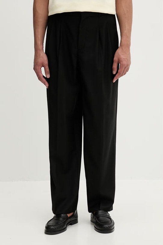 Calvin Klein hlače za muškarce s vunom crna LV04LE605G