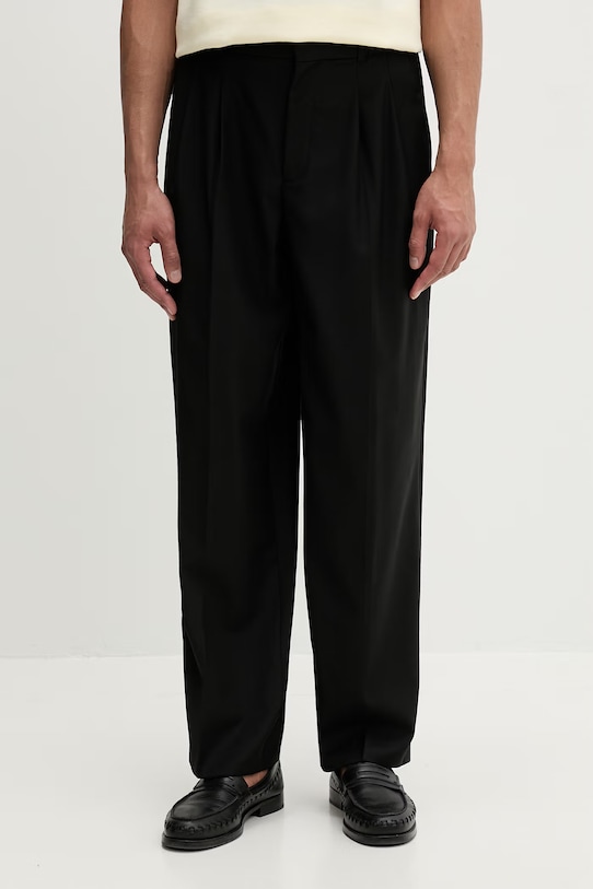 Calvin Klein παντελόνι ανδρικό με μαλλί μαύρο LV04LE605G