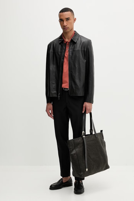 Calvin Klein Παντελόνι ανδρικό με μαλλί LV04LF623G μαύρο SS26