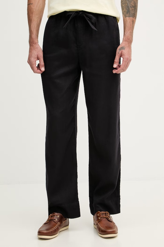 Frescobol Carioca spodnie męskie z lnem czarny 2768.02