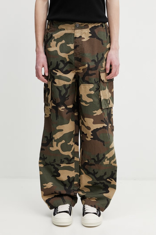 Alpha Industries Ripstop Patchwork spodnie cargo bawełniane męskie zielony 148203C