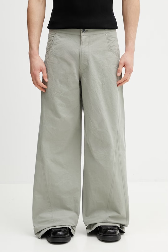 HELIOT EMIL spodnie wide leg bawełniane męskie zielony SS26.M.10.232.LDG23