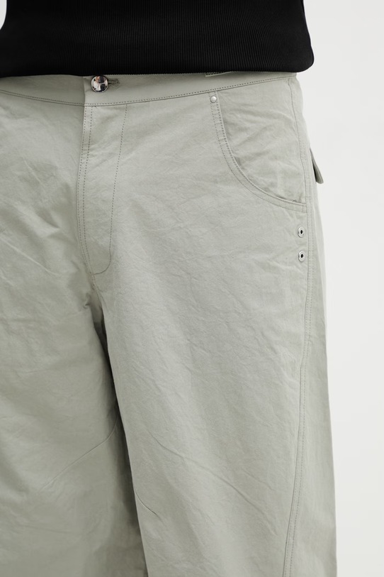 HELIOT EMIL spodnie wide leg bawełniane męskie zielony SS26.M.10.232.LDG23