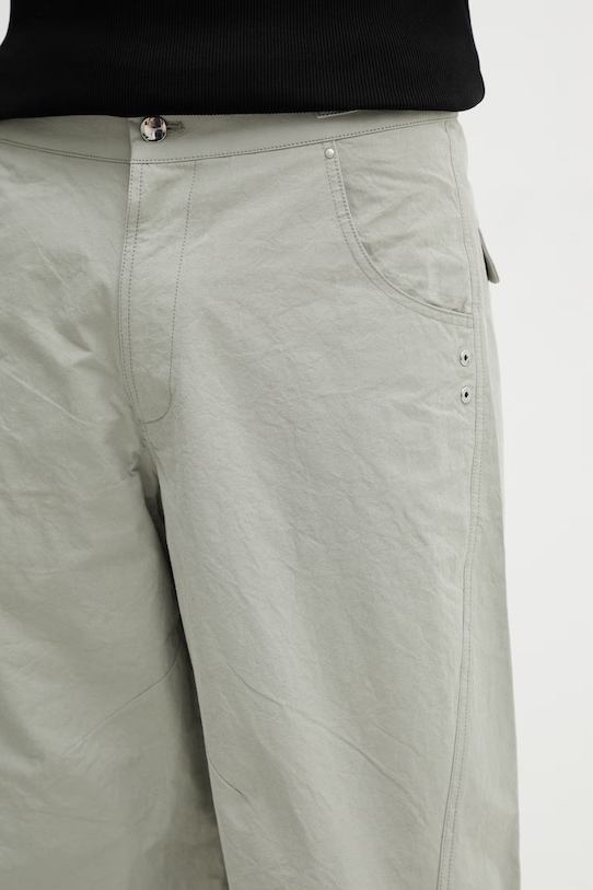 HELIOT EMIL spodnie wide leg bawełniane męskie zielony SS26.M.10.232.LDG23