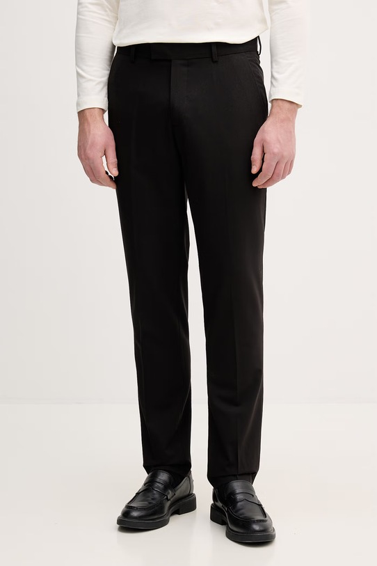 Sisley spodnie carrot męskie z domieszką wełny czarny 49B3SF05R