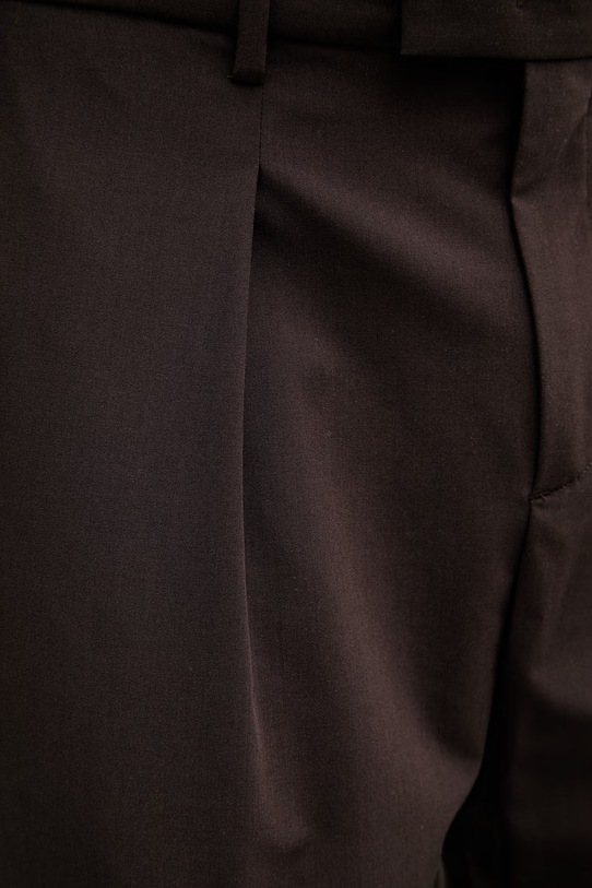 Sisley spodnie garniturowe męskie z dodatkiem wełny brązowy 49B3SF05Y