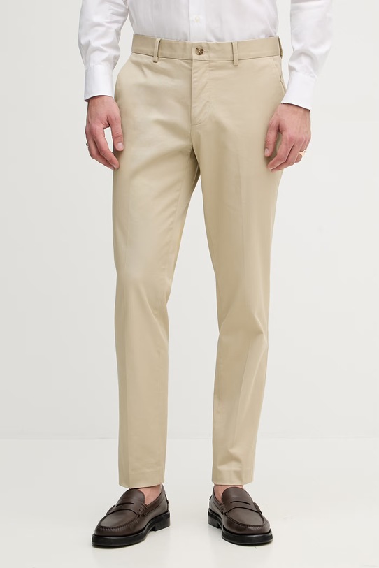 Sisley Παντελόνι chino Ανδρικό από βαμβάκι με ελαστάν μπεζ 4LWZSF05Z