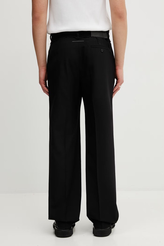 Odzież MM6 Maison Margiela spodnie z dodatkiem wełny męskie SH0KA0062.MTN133.961 czarny