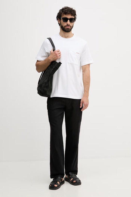 Calvin Klein Jeans cargo hlače moške z lanom LV04RF611G črna SS26