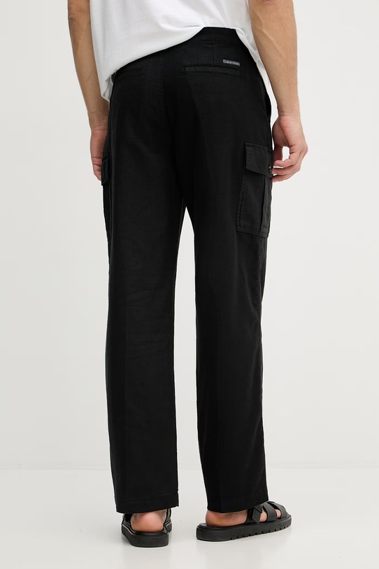 Oblačila Calvin Klein Jeans cargo hlače moške z lanom LV04RF611G črna