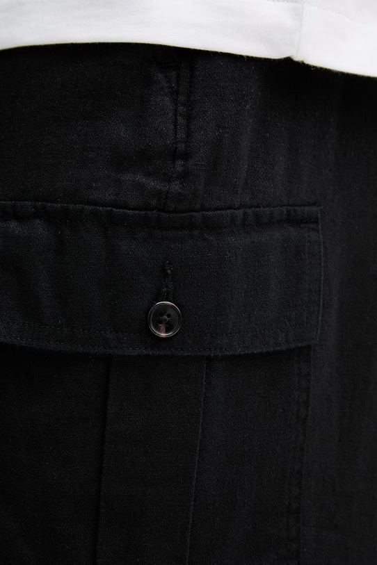 Calvin Klein Jeans cargo hlače moške z lanom črna LV04RF611G