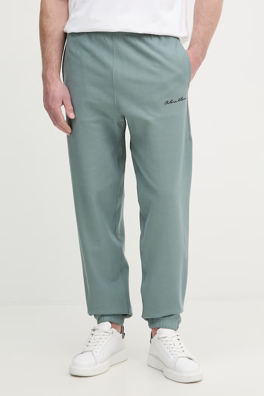 Calvin Klein Jeans teplákové nohavice pánske zelená LV04RF249G
