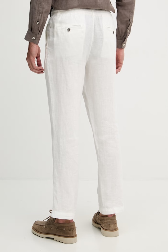 Oblečení United Colors of Benetton kalhoty pánské lněné 4AGHUF00M. bílá