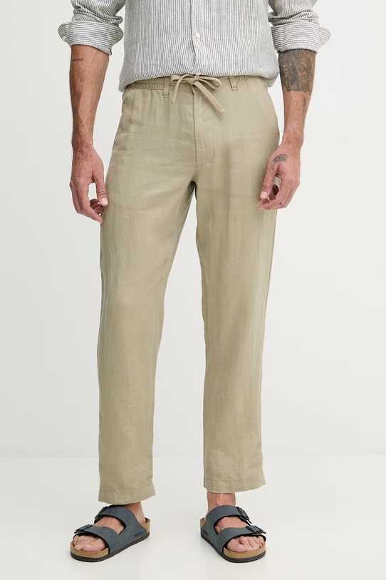 United Colors of Benetton штани чоловічі лляні зелений 4AGHUF00M.