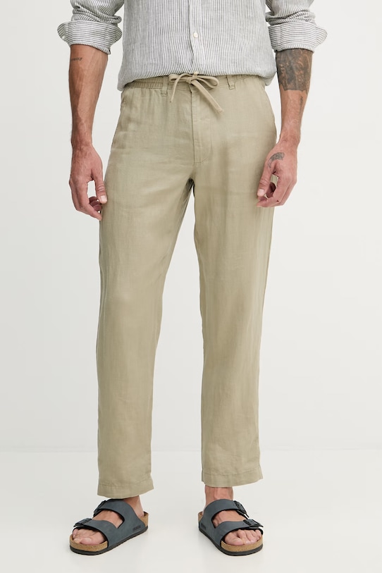 United Colors of Benetton штани чоловічі лляні зелений 4AGHUF00M.