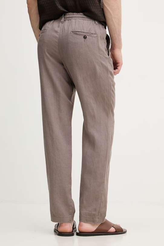 Ρούχα United Colors of Benetton Παντελόνι ανδρικό λινό 4AGHUF00M. καφέ