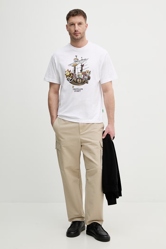 United Colors of Benetton spodnie cargo męskie bawełniane 4OAEUF061 beżowy SS26