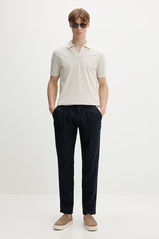 Marc O'Polo Nohavice chinos pánske ľanové 5000012834 tmavomodrá SS26