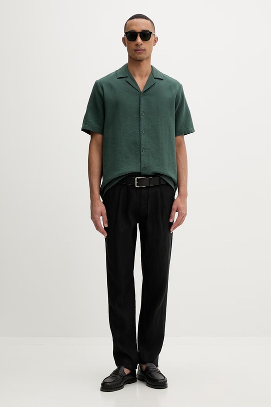 Marc O'Polo spodnie chinos męskie lniane 5000012834 czarny SS26