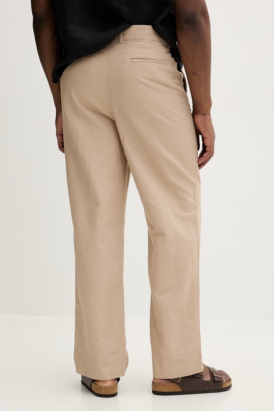 Ρούχα AllSaints Παντελόνι chino ανδρικό λινό ROLAND M001TE μπεζ