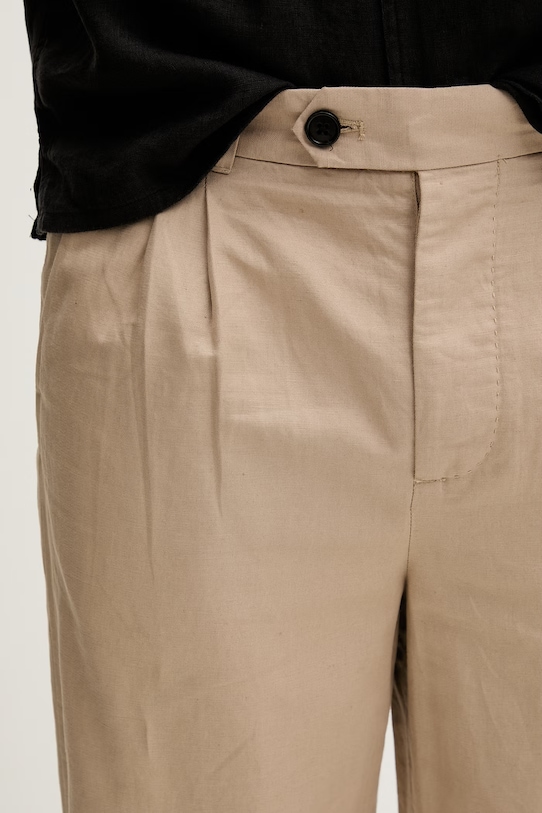 AllSaints Παντελόνι chino ανδρικό λινό ROLAND μπεζ M001TE