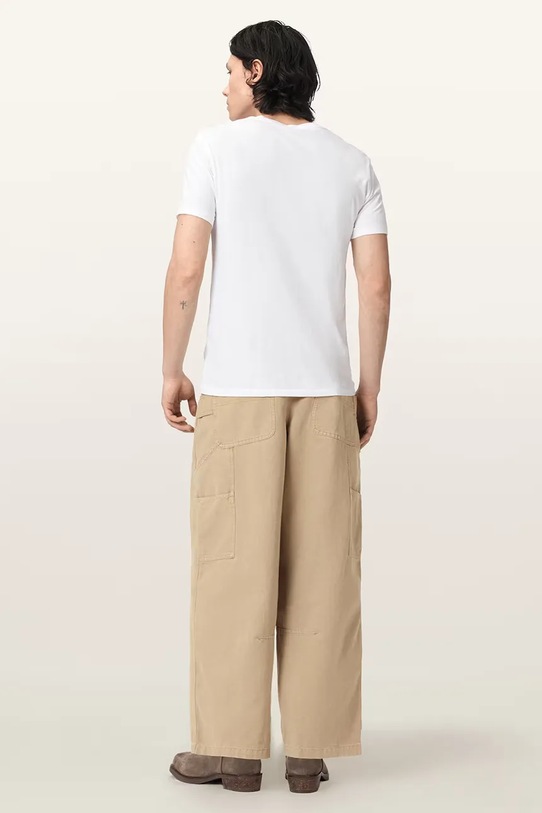 Odzież AllSaints spodnie wide leg męskie bawełniane JACKSON M006TE beżowy