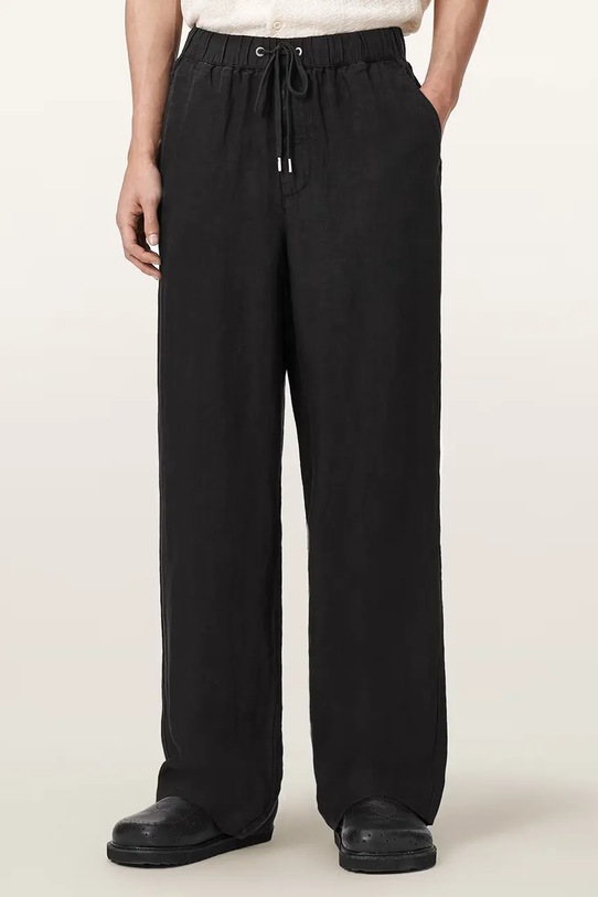 AllSaints spodnie męskie lniane SHARP czarny M023TE