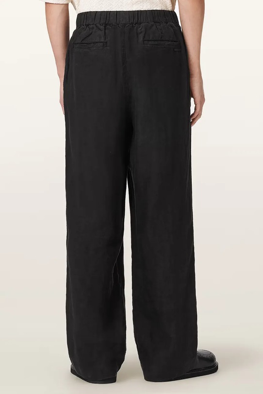 AllSaints spodnie męskie lniane SHARP M023TE czarny SS26