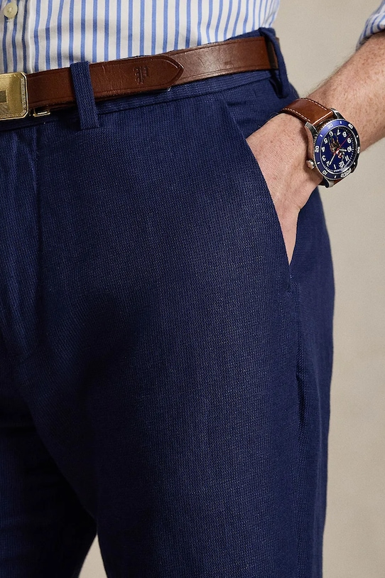 Polo Ralph Lauren spodnie z dodatkiem lnu granatowy 710A13266