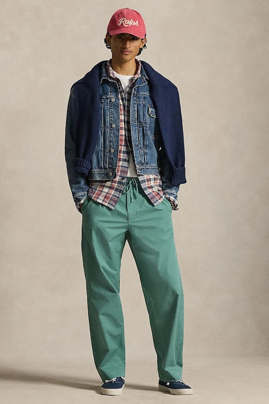 Odzież Polo Ralph Lauren spodnie bawełniane 710P03052 granatowy