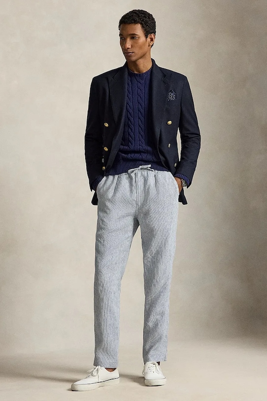 Одежда Polo Ralph Lauren брюки для мужчин из льна 710P08270 голубой