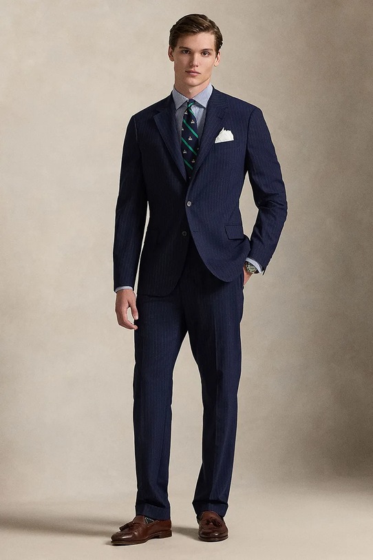 Odzież Polo Ralph Lauren spodnie z dodatkiem wełny 715A12225 granatowy