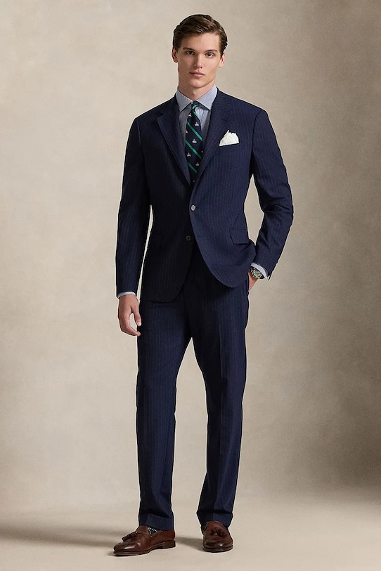 Odzież Polo Ralph Lauren spodnie z dodatkiem wełny 715A12225 granatowy