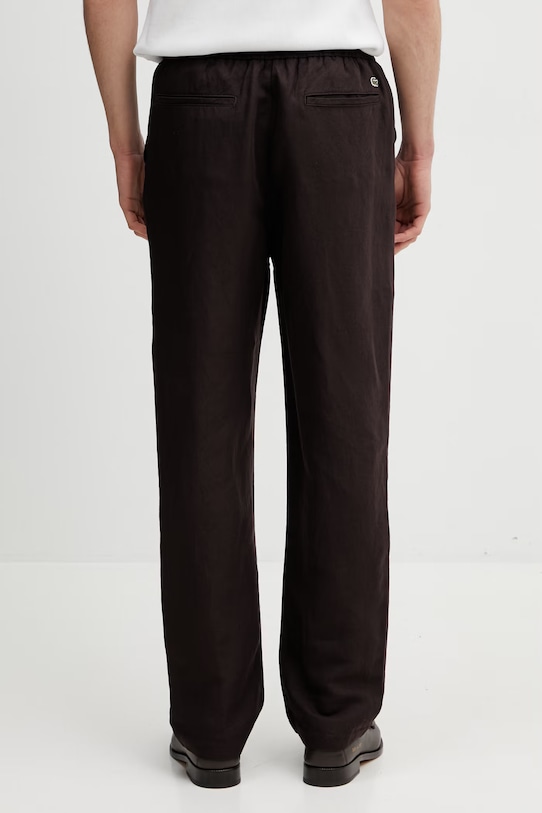 Odzież Lacoste spodnie z dodatkiem lnu HH1972 brązowy