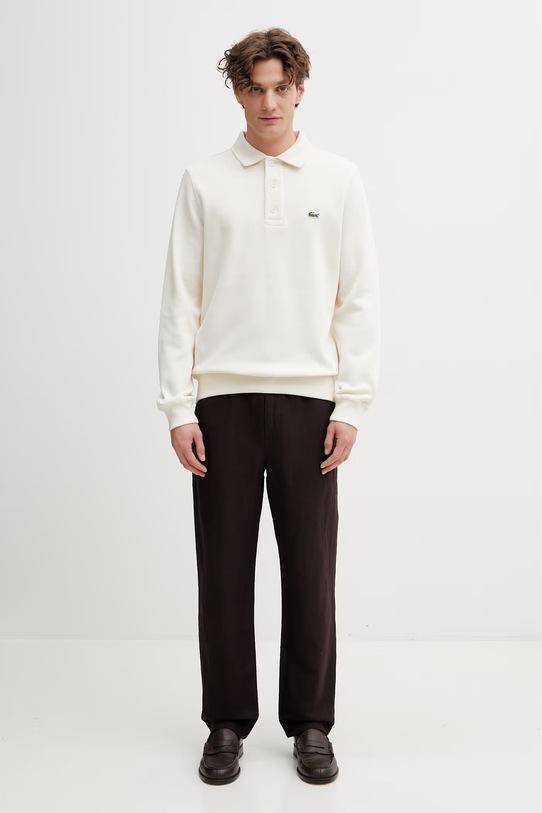 Lacoste spodnie z dodatkiem lnu HH1972 brązowy