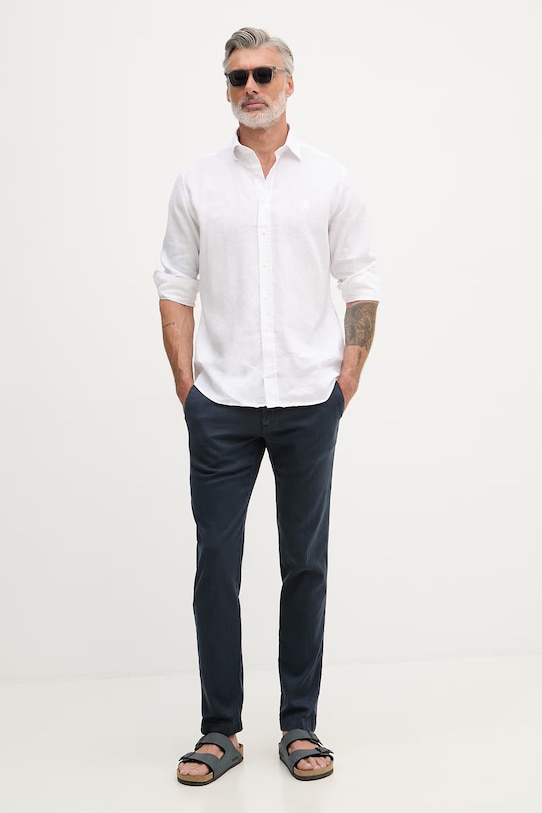 Karl Lagerfeld Nohavice regular pánske s prímesou ľanu 562819.265350 tmavomodrá SS26