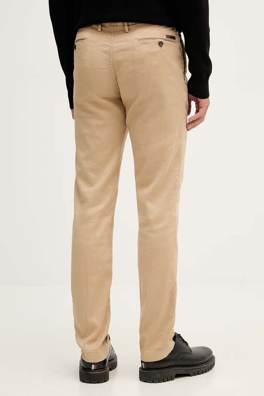 Odzież Karl Lagerfeld spodnie regularne męskie z domieszką lnu 562819.265350 beżowy