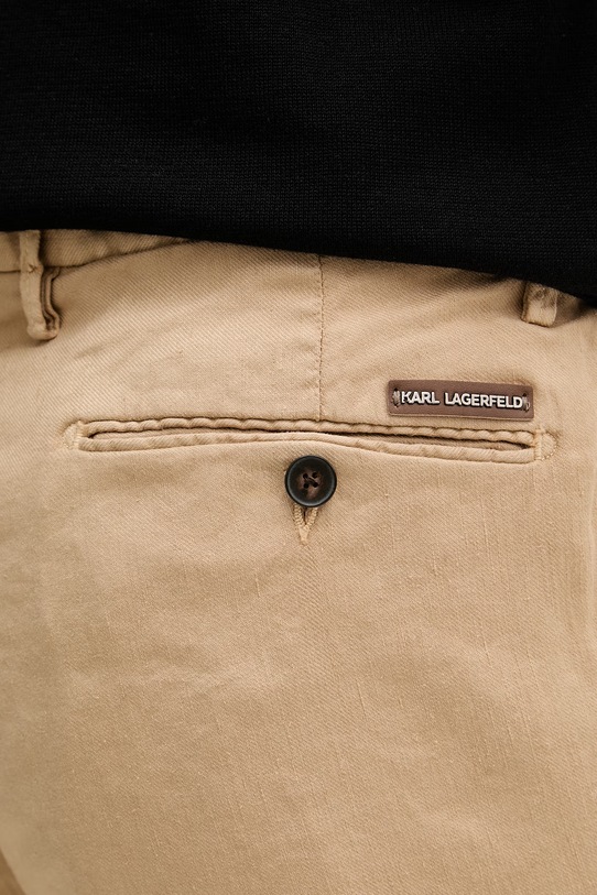 Karl Lagerfeld spodnie regularne męskie z domieszką lnu beżowy 562819.265350