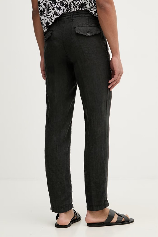 Oblečenie Karl Lagerfeld nohavice straight pánske ľanové 562818.265358 čierna