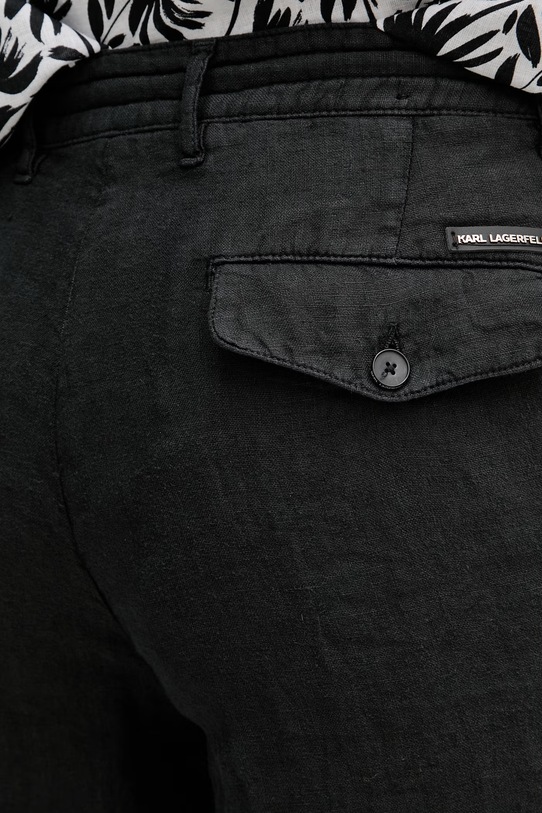 Karl Lagerfeld nohavice straight pánske ľanové čierna 562818.265358