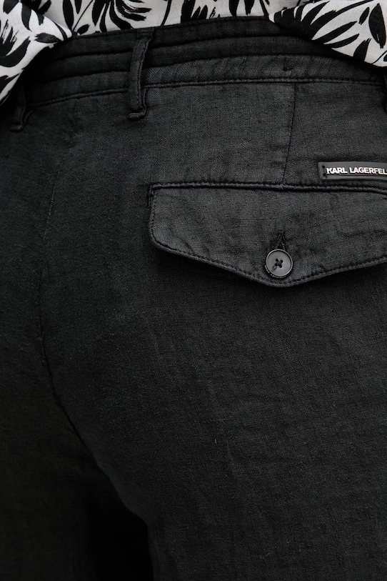 Karl Lagerfeld nohavice straight pánske ľanové čierna 562818.265358