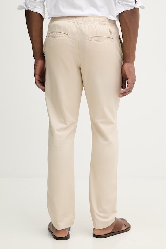 Odzież U.S. Polo Assn. spodnie z dodatkiem lnu LINEN BLEND DRAWSTRING MUP4694 beżowy