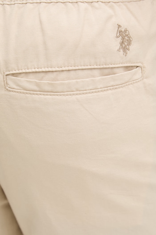 U.S. Polo Assn. spodnie z dodatkiem lnu LINEN BLEND DRAWSTRING beżowy MUP4694