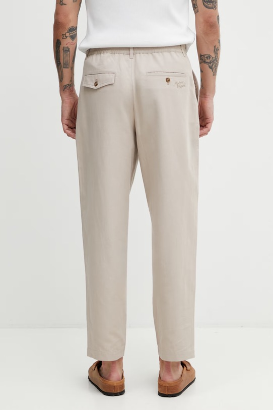 Oblečení Maison Kitsuné kalhoty pánské QM01104WW9107 béžová