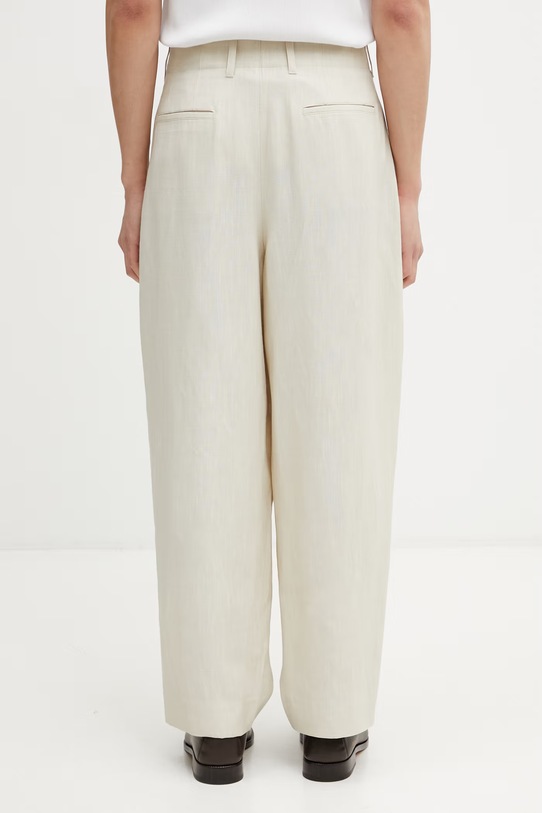 Odzież Maison Kitsuné spodnie z wiskozą męskie QM01107WW9096 beżowy